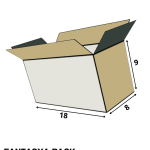 boite carton ouverte 18cm 8cm 9cm